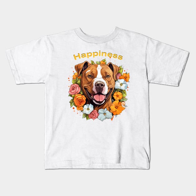 Happiness - Pit Bull Kids T-Shirt by Gypsykiss